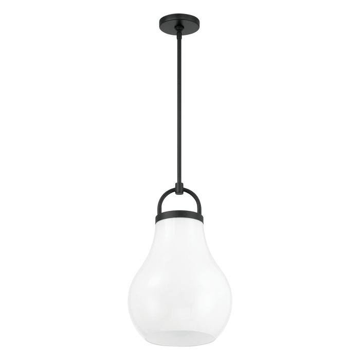 Pendant Light Thesis 207651A Mansfield 12 inch 1 light Matte Black Pendant Light with Opal Glass Shade THESIS