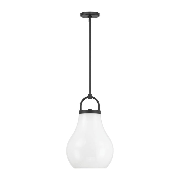 Pendant Light Thesis 207651A Mansfield 12 inch 1 light Matte Black Pendant Light with Opal Glass Shade THESIS