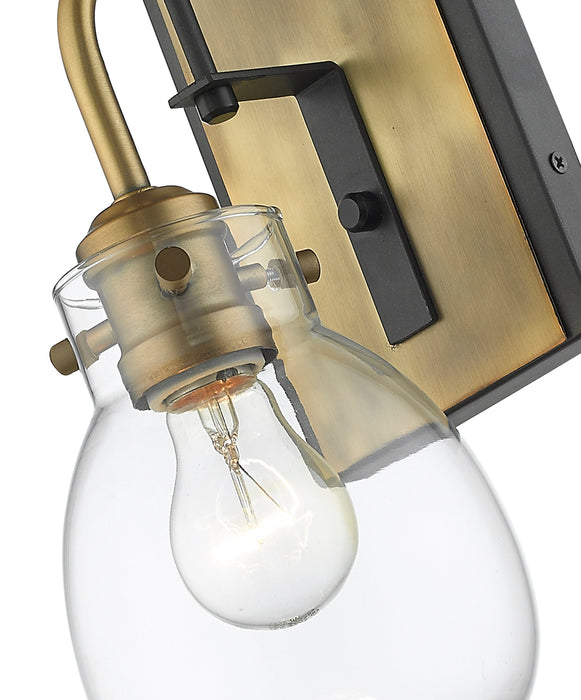 Wall Sconce Z-Lite 466-1S-MB-OBR Matte Black + Olde Brass Kraken 1 Light Wall Sconce Z-Lite