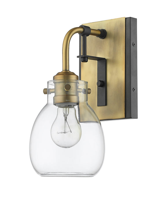 Wall Sconce Z-Lite 466-1S-MB-OBR Matte Black + Olde Brass Kraken 1 Light Wall Sconce Z-Lite