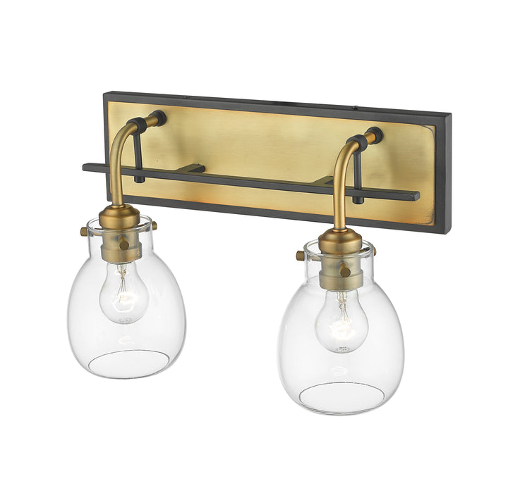 Wall Sconce Z-Lite 466-2S-MB-OBR Matte Black + Olde Brass Kraken 2 Light Wall Sconce Z-Lite