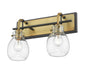 Wall Sconce Z-Lite 466-2S-MB-OBR Matte Black + Olde Brass Kraken 2 Light Wall Sconce Z-Lite