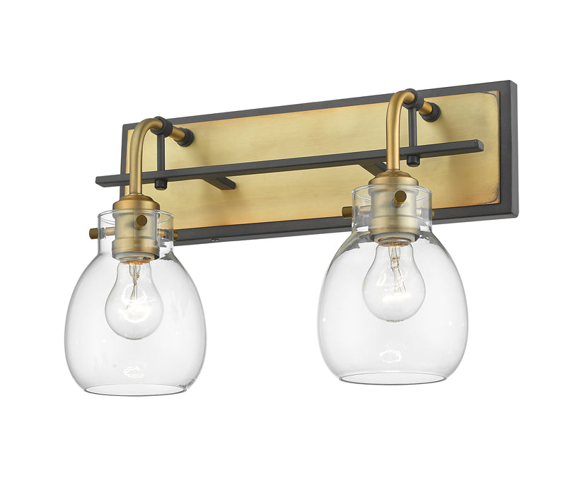 Wall Sconce Z-Lite 466-2S-MB-OBR Matte Black + Olde Brass Kraken 2 Light Wall Sconce Z-Lite