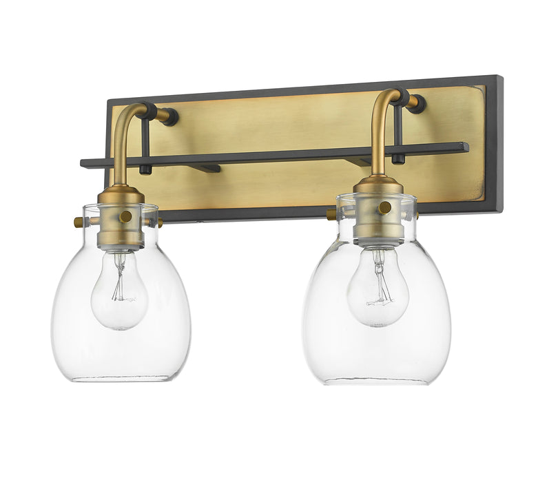 Wall Sconce Z-Lite 466-2S-MB-OBR Matte Black + Olde Brass Kraken 2 Light Wall Sconce Z-Lite