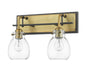 Wall Sconce Z-Lite 466-2S-MB-OBR Matte Black + Olde Brass Kraken 2 Light Wall Sconce Z-Lite