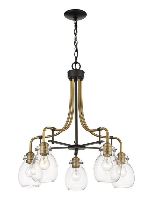 Chandelier Z-Lite 466-5MB-OBR Matte Black + Olde Brass Kraken 5 Light Chandelier Z-Lite