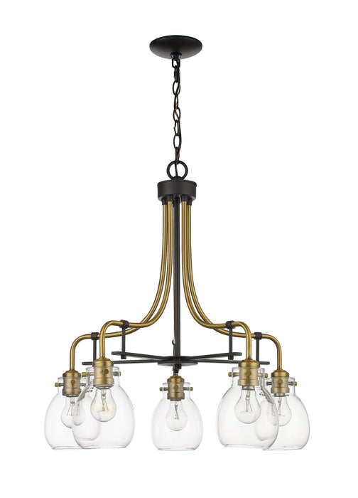Chandelier Z-Lite 466-5MB-OBR Matte Black + Olde Brass Kraken 5 Light Chandelier Z-Lite