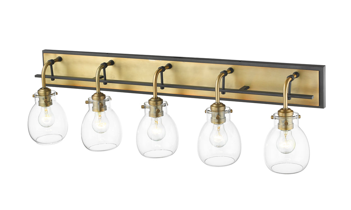 Vanity Z-Lite 466-5V-MB-OBR Matte Black + Olde Brass Kraken 5 Light Vanity Z-Lite