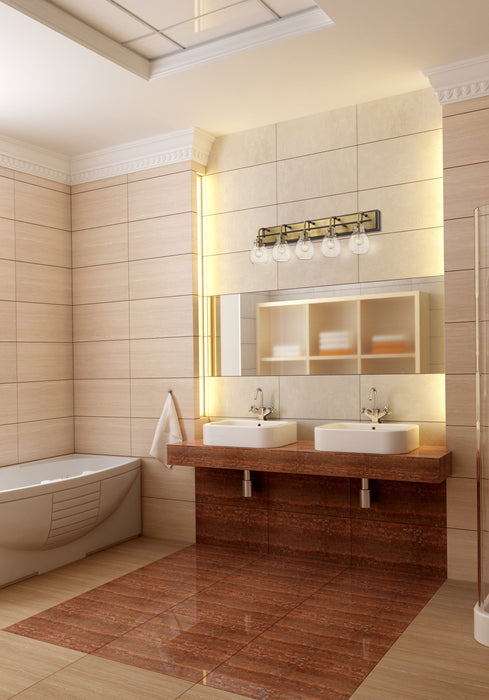 Vanity Z-Lite 466-5V-MB-OBR Matte Black + Olde Brass Kraken 5 Light Vanity Z-Lite