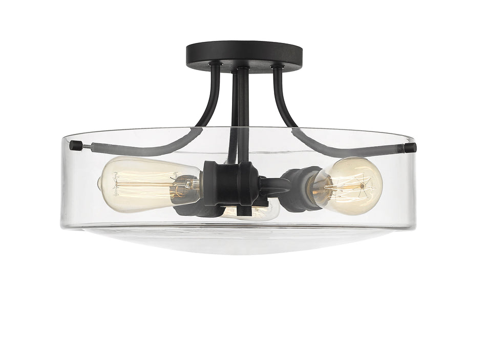 Semi Flush Mount Z-Lite 471SF-MB Matte Black Delaney 3 Light Semi Flush Mount Z-Lite