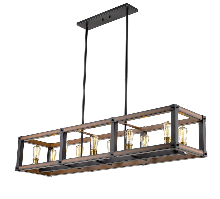 Linear Chandelier Z-Lite 472-10L-RM Rustic Mahogany Kirkland 10 Light Linear Chandelier Z-Lite