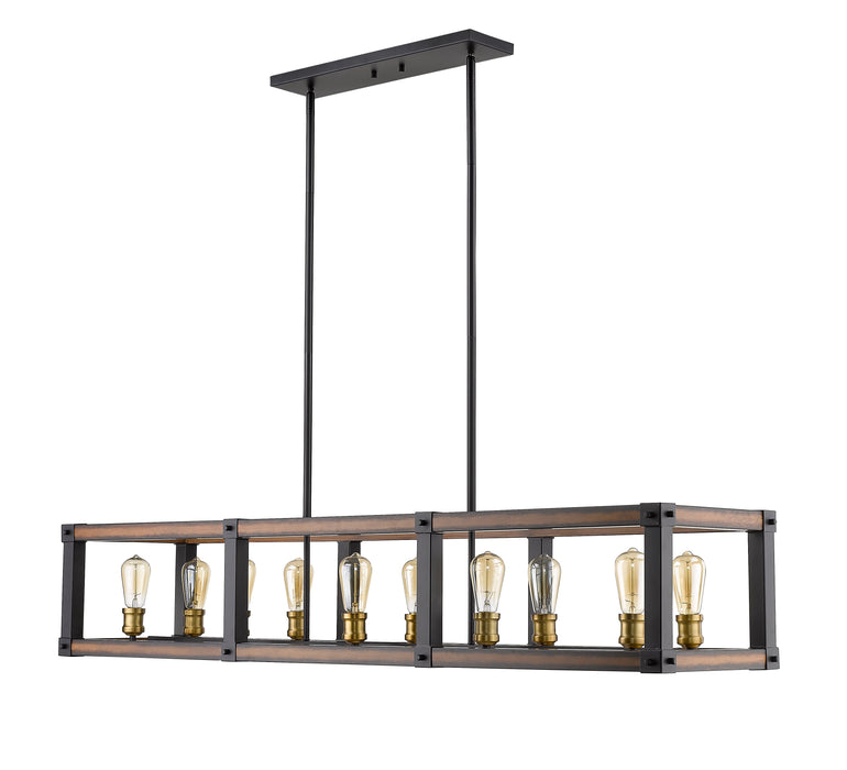 Linear Chandelier Z-Lite 472-10L-RM Rustic Mahogany Kirkland 10 Light Linear Chandelier Z-Lite