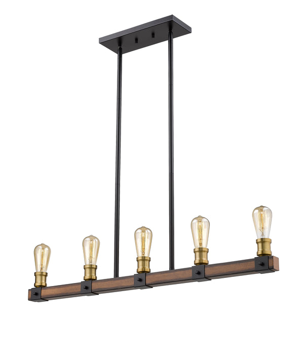 Linear Chandelier Z-Lite 472-5L-RM Rustic Mahogany Kirkland 5 Light Linear Chandelier Z-Lite