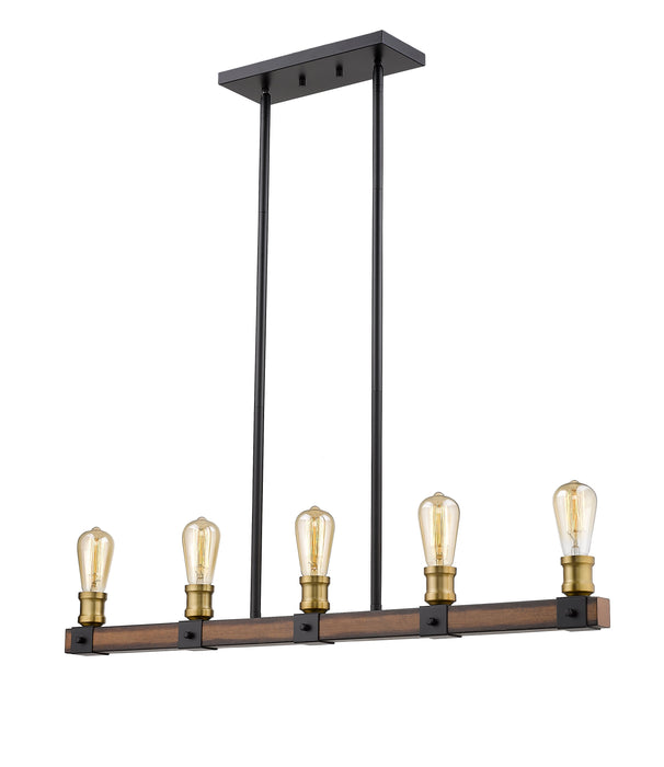 Linear Chandelier Z-Lite 472-5L-RM Rustic Mahogany Kirkland 5 Light Linear Chandelier Z-Lite