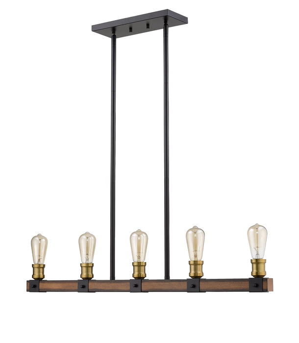 Linear Chandelier Z-Lite 472-5L-RM Rustic Mahogany Kirkland 5 Light Linear Chandelier Z-Lite
