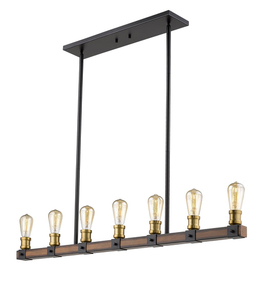 Linear Chandelier Z-Lite 472-7L-RM Rustic Mahogany Kirkland 7 Light Linear Chandelier Z-Lite