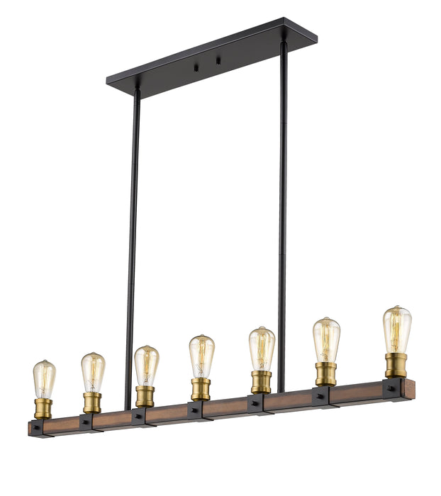 Linear Chandelier Z-Lite 472-7L-RM Rustic Mahogany Kirkland 7 Light Linear Chandelier Z-Lite
