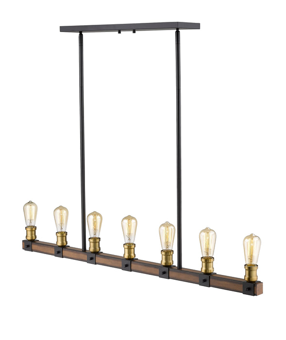 Linear Chandelier Z-Lite 472-7L-RM Rustic Mahogany Kirkland 7 Light Linear Chandelier Z-Lite