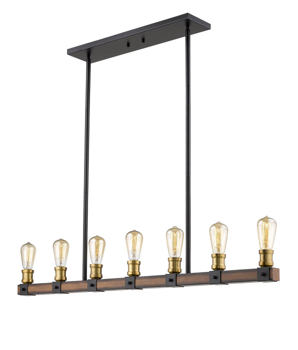 Linear Chandelier Z-Lite 472-7L-RM Rustic Mahogany Kirkland 7 Light Linear Chandelier Z-Lite