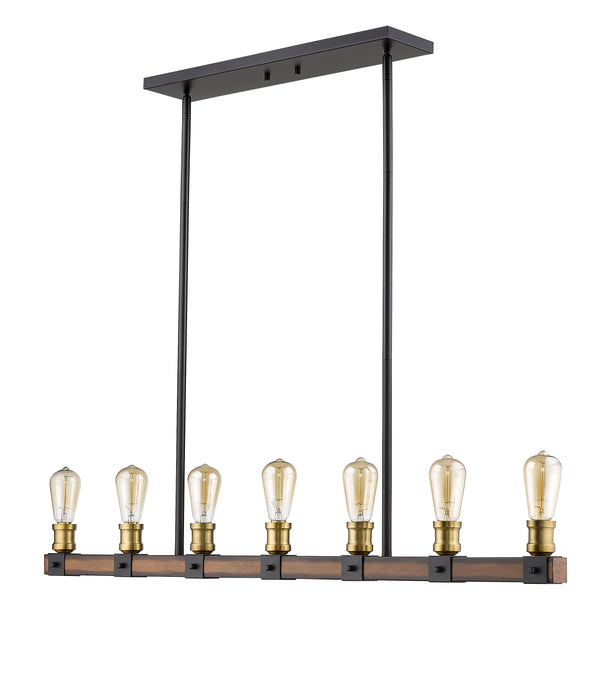 Linear Chandelier Z-Lite 472-7L-RM Rustic Mahogany Kirkland 7 Light Linear Chandelier Z-Lite