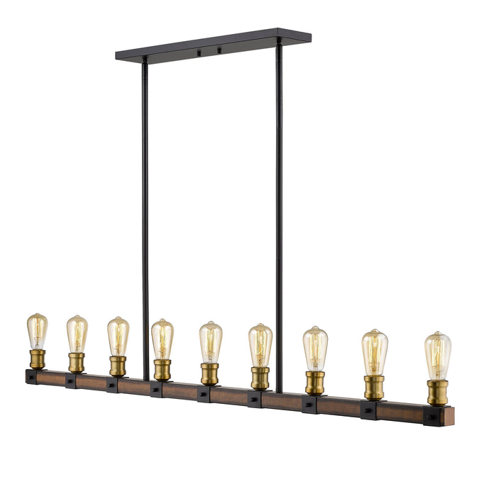 Linear Chandelier Z-Lite 472-9L-RM Rustic Mahogany Kirkland 9 Light Linear Chandelier Z-Lite