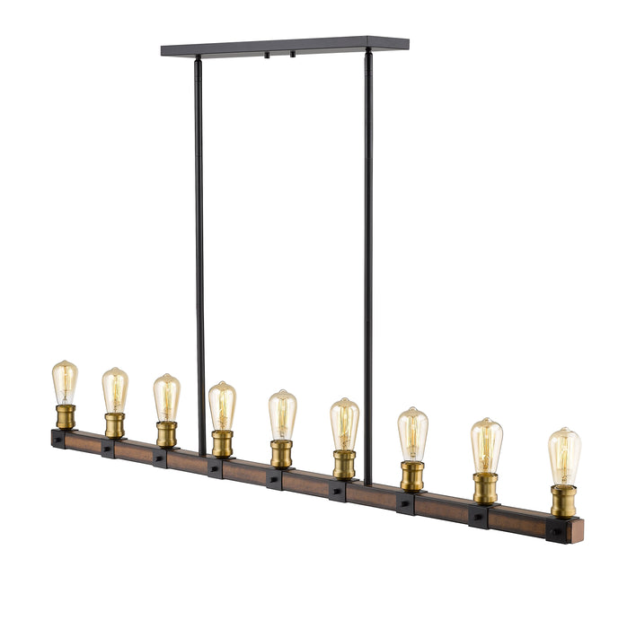 Linear Chandelier Z-Lite 472-9L-RM Rustic Mahogany Kirkland 9 Light Linear Chandelier Z-Lite