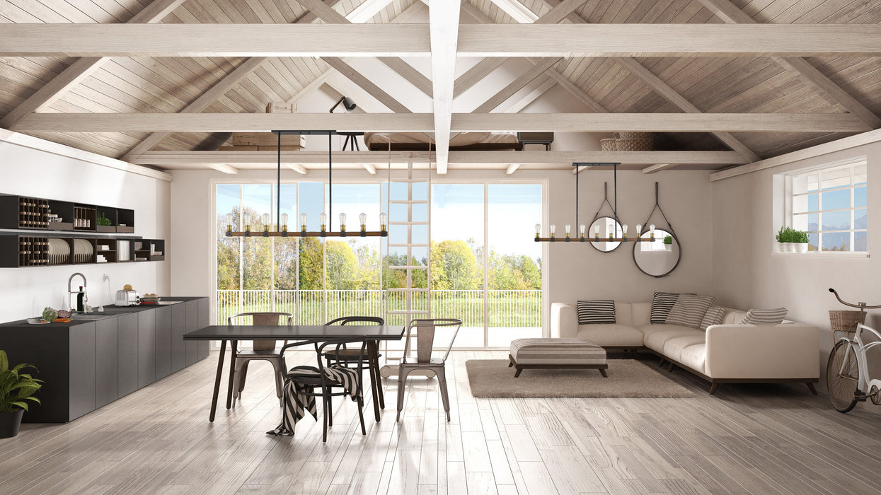 Linear Chandelier Z-Lite 472-9L-RM Rustic Mahogany Kirkland 9 Light Linear Chandelier Z-Lite