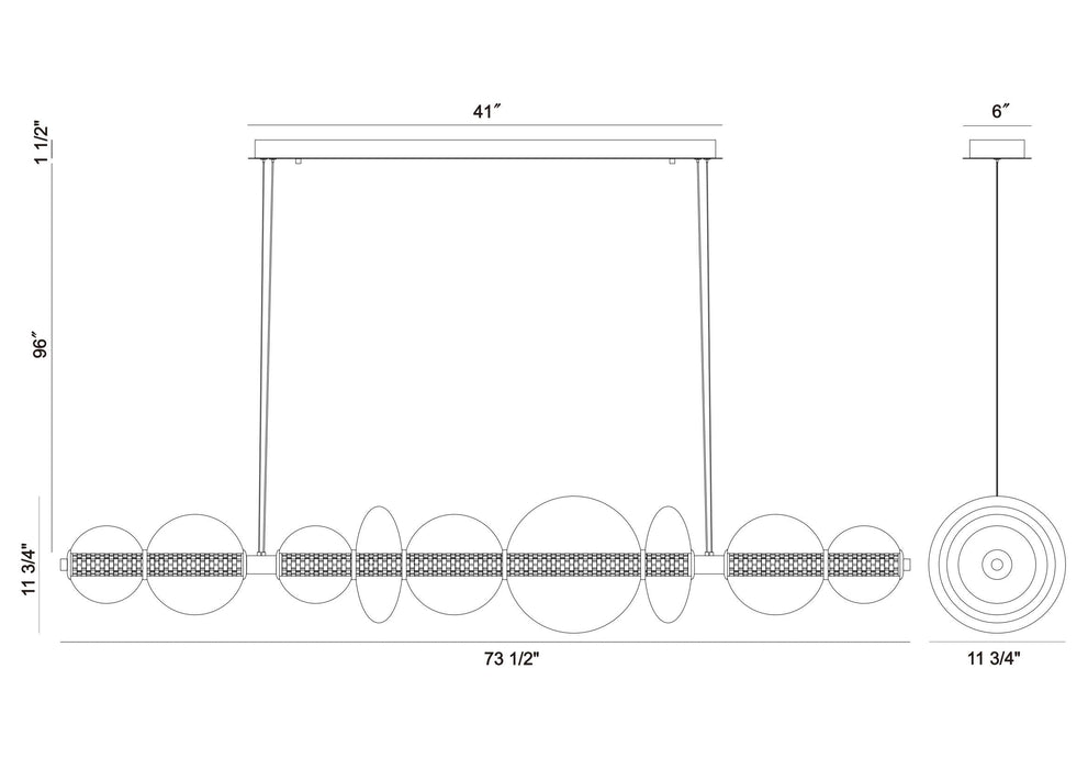 LED Chandelier Eurofase 47257-047 ATOMO 74 Inch Linear LED Chandelier Chrome/Smoked Glass Eurofase