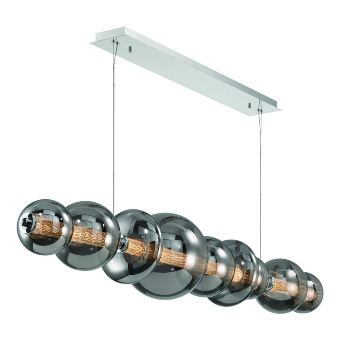 LED Chandelier Eurofase 47257-047 ATOMO 74 Inch Linear LED Chandelier Chrome/Smoked Glass Eurofase