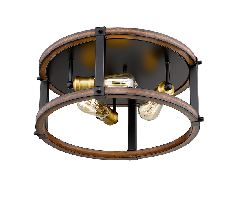 Flush Mount Z-Lite 472F3R-RM Rustic Mahogany Kirkland 3 Light Flush Mount Z-Lite