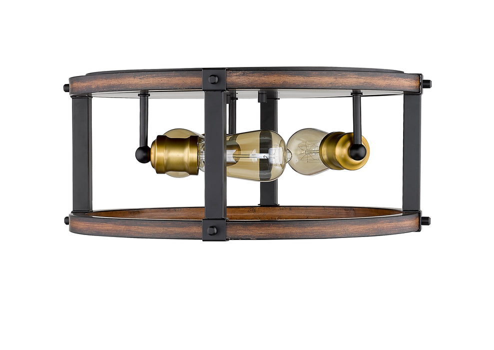 Flush Mount Z-Lite 472F3R-RM Rustic Mahogany Kirkland 3 Light Flush Mount Z-Lite