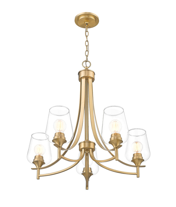 Chandelier Z-Lite 473-5BBR Burnished Brass Joliet 5 Light Chandelier Z-Lite