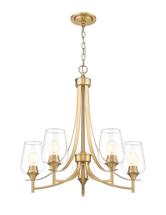 Chandelier Z-Lite 473-5BBR Burnished Brass Joliet 5 Light Chandelier Z-Lite
