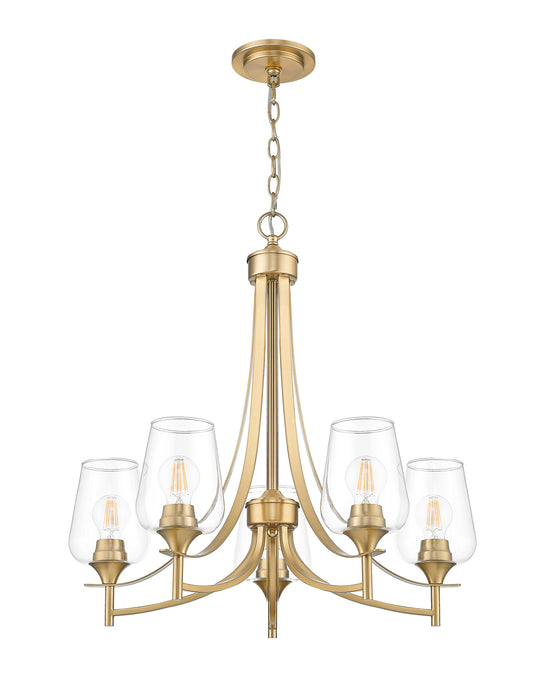 Chandelier Z-Lite 473-5BBR Burnished Brass Joliet 5 Light Chandelier Z-Lite