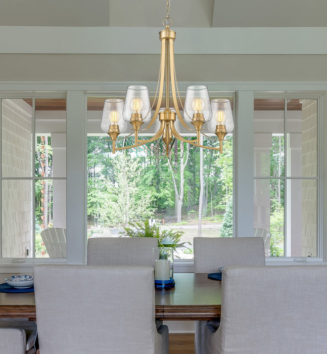 Chandelier Z-Lite 473-5BBR Burnished Brass Joliet 5 Light Chandelier Z-Lite