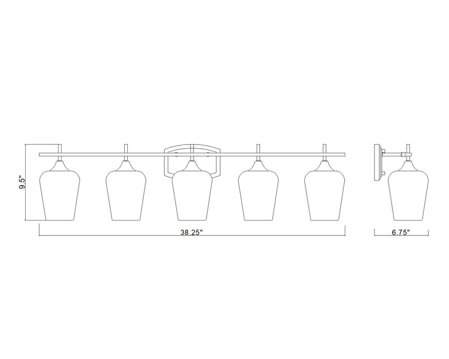 Vanity Z-Lite 473-5V-BBR Burnished Brass Joliet 5 Light Vanity Z-Lite