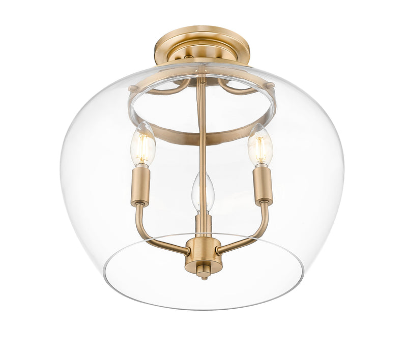 Semi Flush Mount Z-Lite 473SF-BBR Burnished Brass Joliet 3 Light Semi Flush Mount Z-Lite
