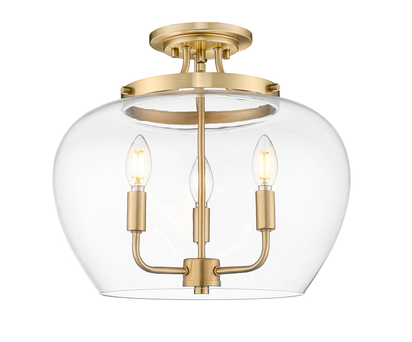 Semi Flush Mount Z-Lite 473SF-BBR Burnished Brass Joliet 3 Light Semi Flush Mount Z-Lite