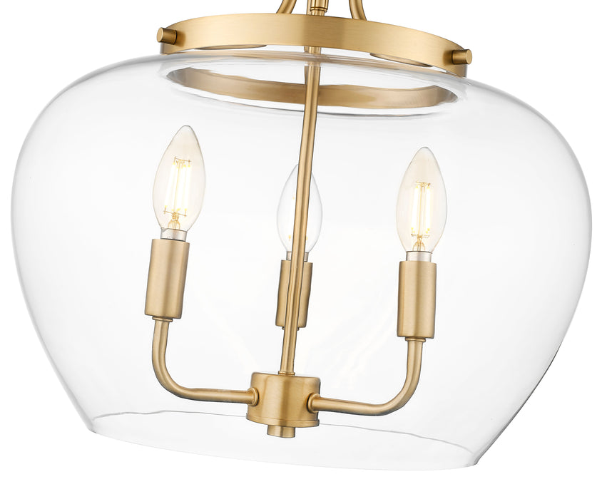 Semi Flush Mount Z-Lite 473SF-BBR Burnished Brass Joliet 3 Light Semi Flush Mount Z-Lite