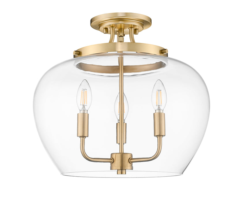 Semi Flush Mount Z-Lite 473SF-BBR Burnished Brass Joliet 3 Light Semi Flush Mount Z-Lite