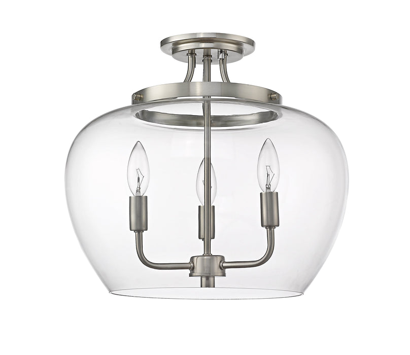 Semi Flush Mount Z-Lite 473SF-BN Brushed Nickel Joliet 3 Light Semi Flush Mount Z-Lite