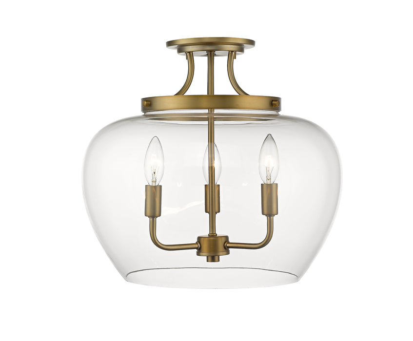 Semi Flush Mount Z-Lite 473SF-OBR Olde Brass Joliet 3 Light Semi Flush Mount Z-Lite