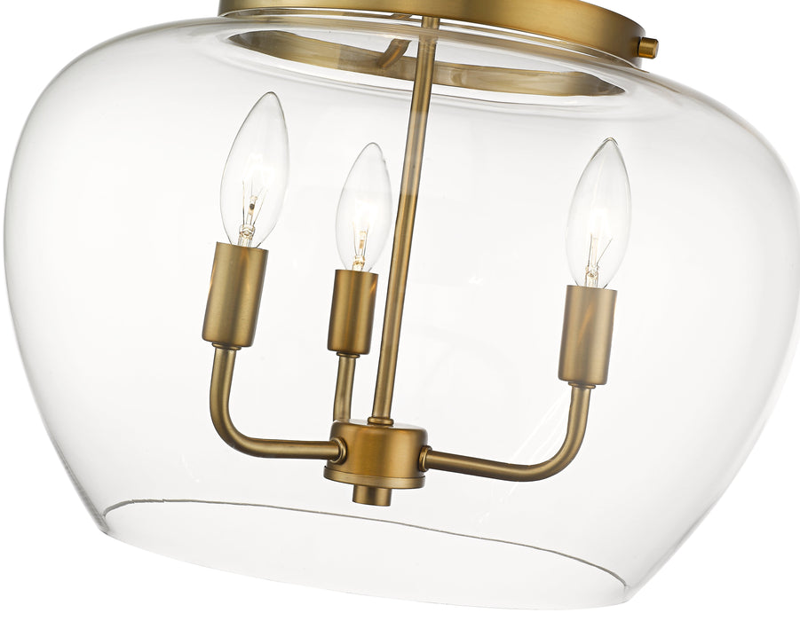 Semi Flush Mount Z-Lite 473SF-OBR Olde Brass Joliet 3 Light Semi Flush Mount Z-Lite