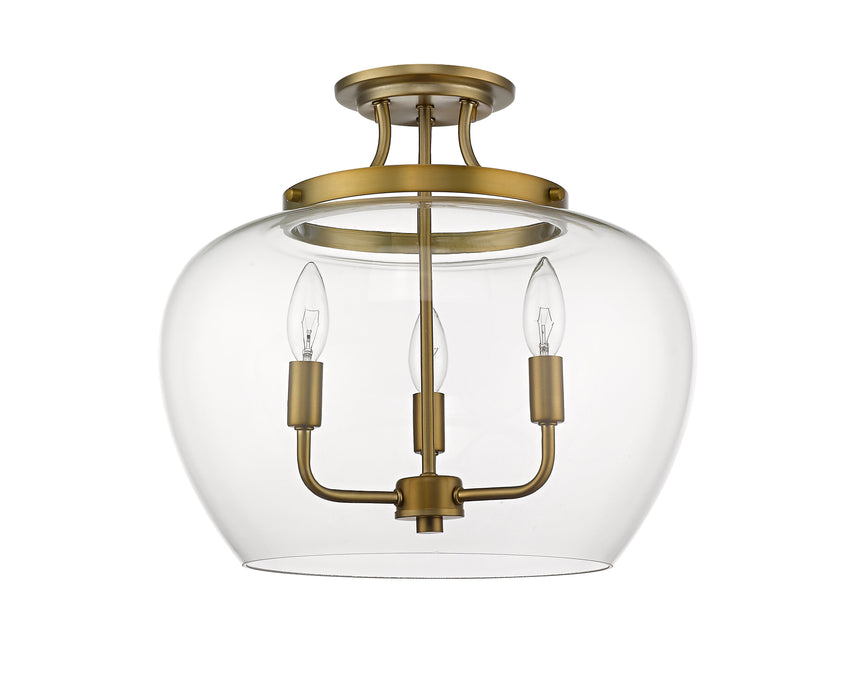 Semi Flush Mount Z-Lite 473SF-OBR Olde Brass Joliet 3 Light Semi Flush Mount Z-Lite