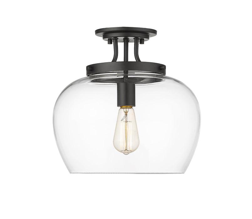 Semi Flush Mount Z-Lite 473SF13-MB Matte Black Joliet 1 Light Semi Flush Mount Z-Lite