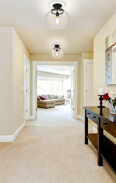 Semi Flush Mount Z-Lite 473SF13-MB Matte Black Joliet 1 Light Semi Flush Mount Z-Lite