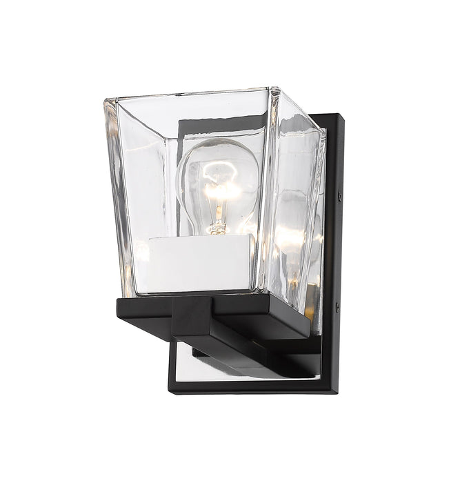Wall Sconce Z-Lite 475-1S-MB-CH Matte Black + Chrome Bleeker Street 1 Light Wall Sconce Z-Lite