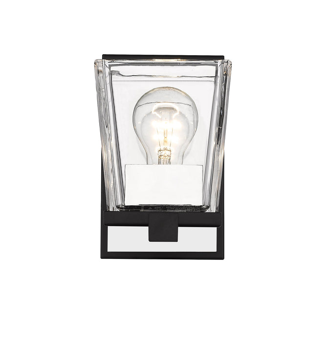 Wall Sconce Z-Lite 475-1S-MB-CH Matte Black + Chrome Bleeker Street 1 Light Wall Sconce Z-Lite