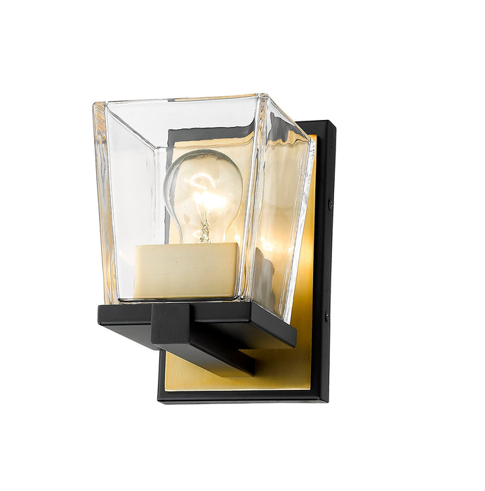 Wall Sconce Z-Lite 475-1S-MB-OBR Matte Black + Olde Brass Bleeker Street 1 Light Wall Sconce Z-Lite