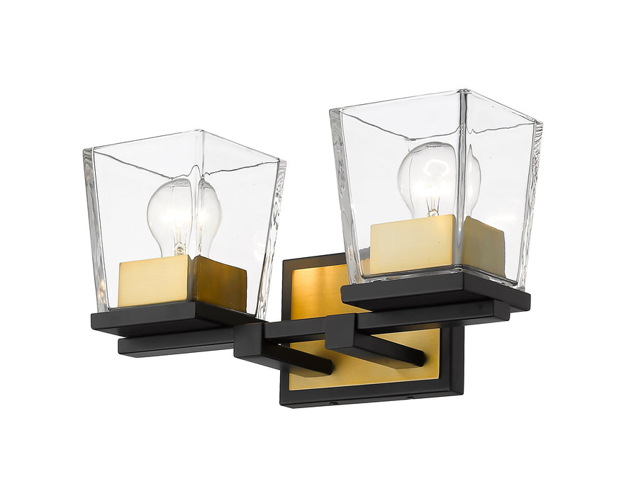 Vanity Z-Lite 475-2V-MB-OBR Matte Black + Olde Brass Bleeker Street 2 Light Vanity Z-Lite